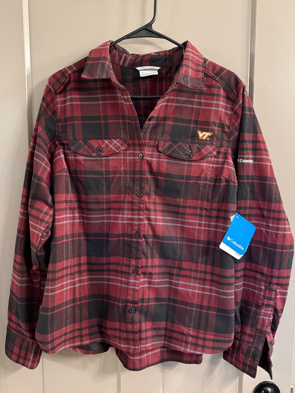 Columbia Virginia Tech Maroon and Black Flannel Shirt